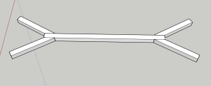 Diagram of stick with two Y shapes at either end.